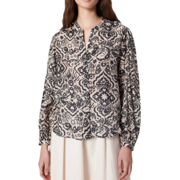 Chufy Gardenia Blouse Lightweight Voile Stencil Print NWT Top Button Front - Picture 16 of 16